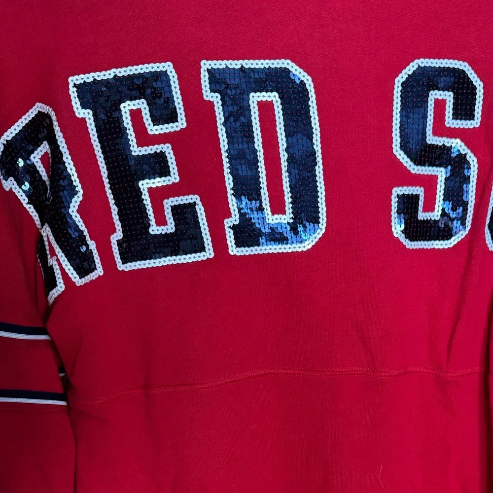 PINK Victoria's Secret Boston Red Sox Lace Up Front MLB Embellished Pull Over XS - Picture 7 of 9